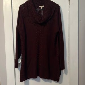 BURGUNDY | COWL NECK SWEATER | SIZE: 1X